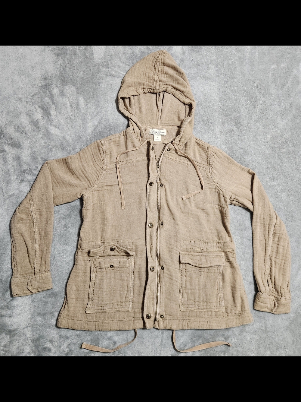 Lucky Brand Tan Hooded Utility Jacket Medium